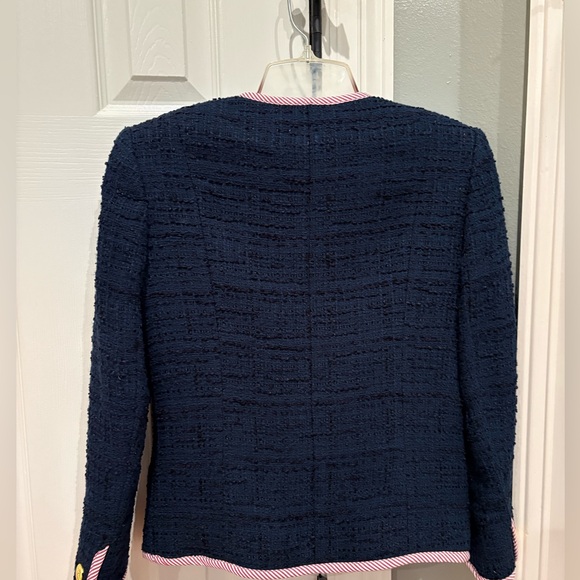 💙🩷BROOKS BROTHERS WOVEN COTTON TWEED BOUCLE SHEATH DRESS & JACKET IN NAVY BLUE! - Picture 5 of 11